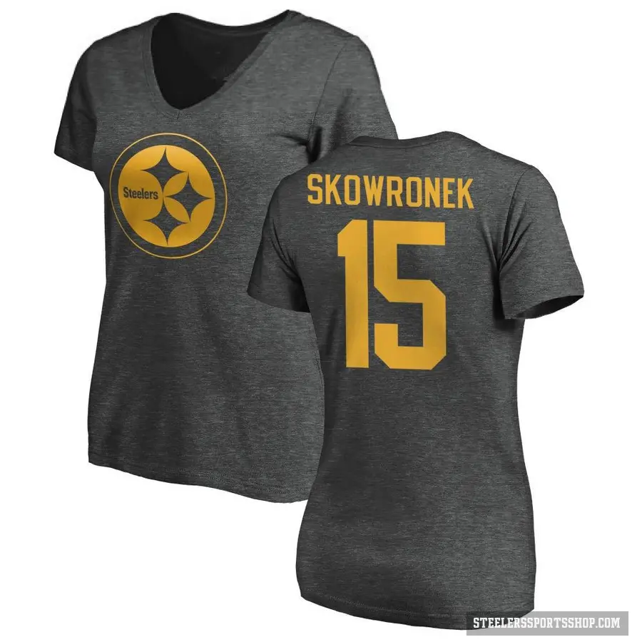 Women's ＃15 Ben Skowronek Pittsburgh Steelers Ash One Color T-Shirt