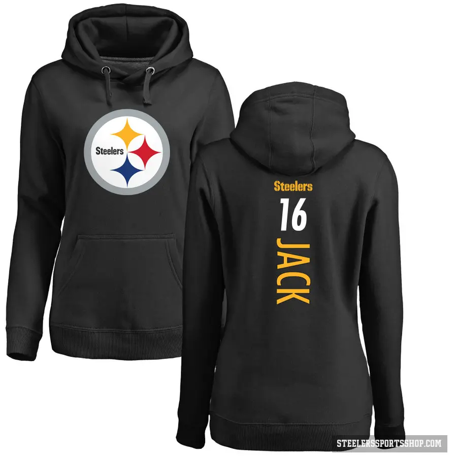 Women's ＃16 Myles Jack Pittsburgh Steelers Black Pro Line Backer Pullover Hoodie