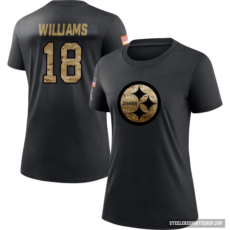 Women's ＃18 Mike Williams Pittsburgh Steelers Black 2020 Salute To Service Performance T-Shirt