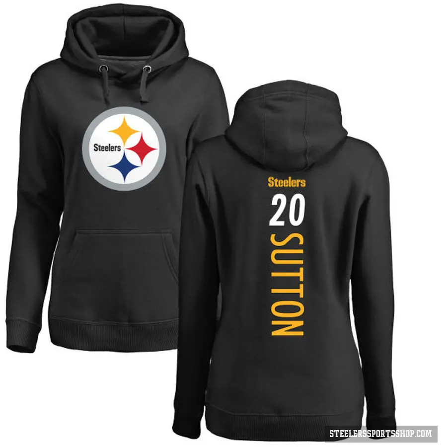 Women's ＃20 Cameron Sutton Pittsburgh Steelers Black Pro Line Backer Pullover Hoodie