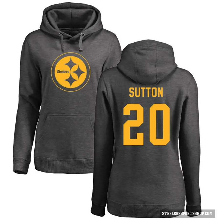 Women's ＃20 Cameron Sutton Pittsburgh Steelers Pro Line by Branded Ash One Color Pullover Hoodie