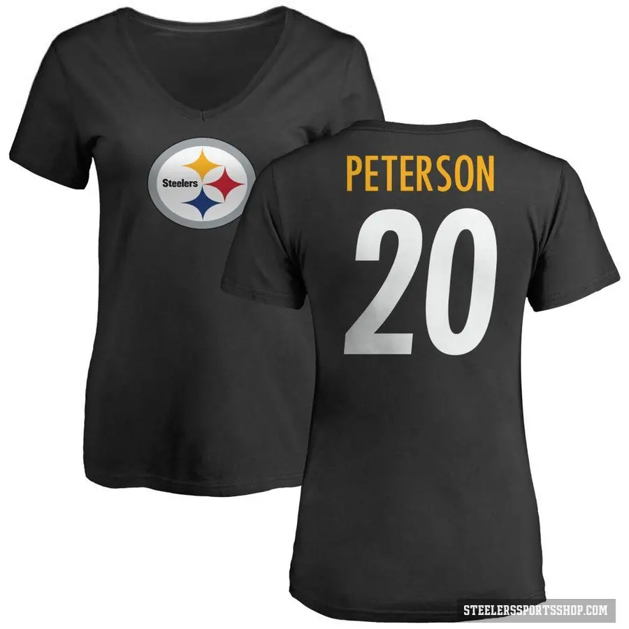 Women's ＃20 Patrick Peterson Pittsburgh Steelers Black Logo Slim Fit T-Shirt