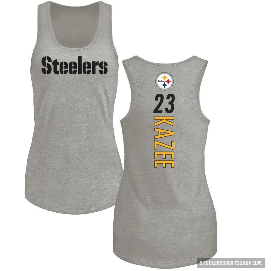 Women's ＃23 Damontae Kazee Pittsburgh Steelers Ash Backer Tank Top