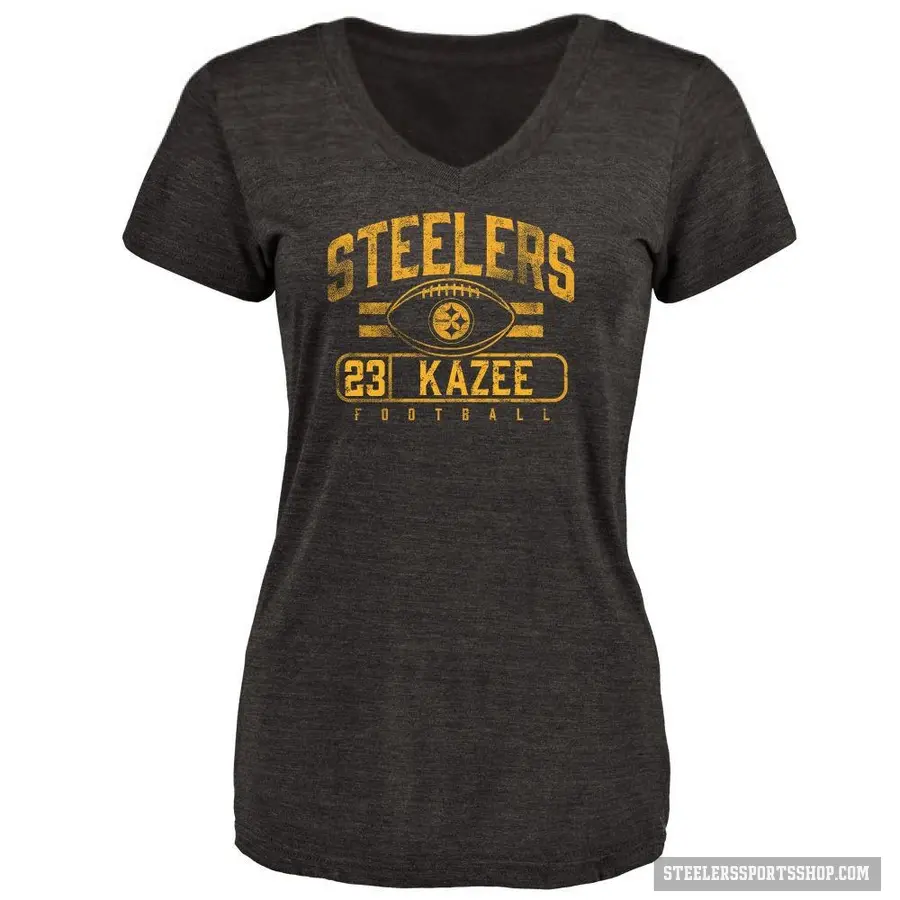 Women's ＃23 Damontae Kazee Pittsburgh Steelers Black Flanker T-Shirt