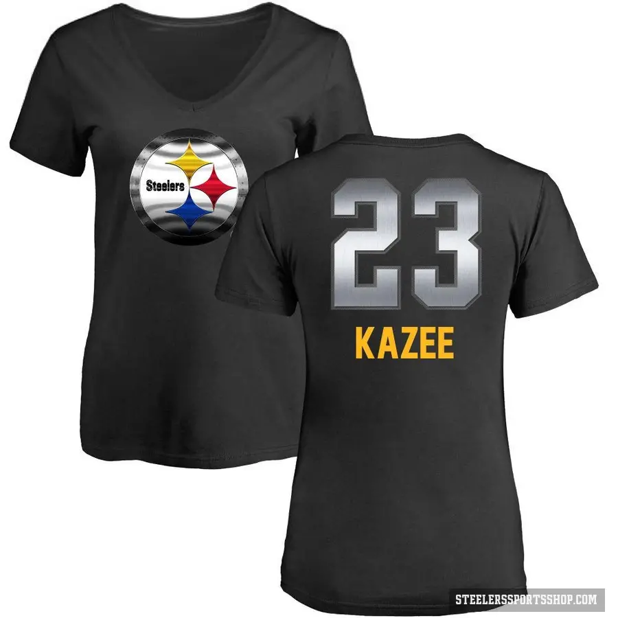 Women's ＃23 Damontae Kazee Pittsburgh Steelers Black Midnight Mascot T-Shirt