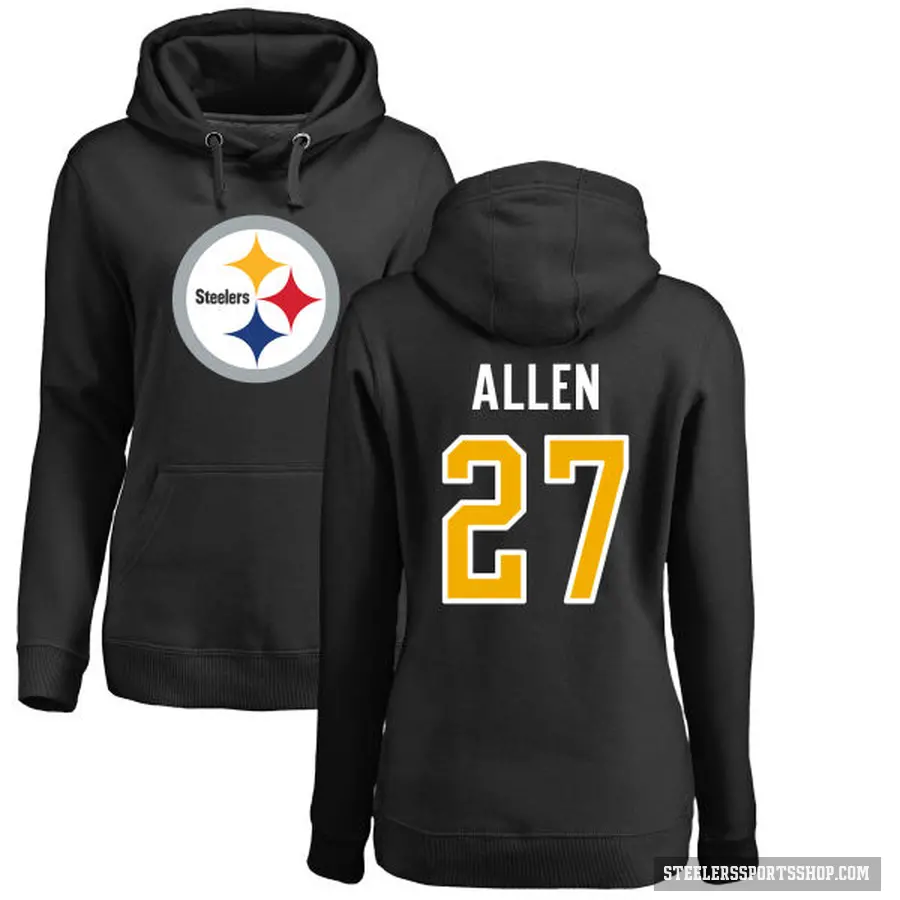 Women's ＃27 Marcus Allen Pittsburgh Steelers Black Pro Line Logo Pullover Hoodie