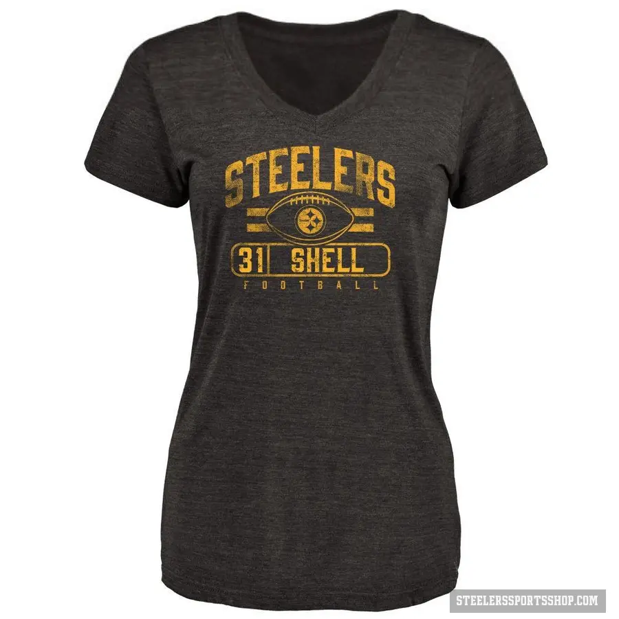 Women's ＃31 Donnie Shell Pittsburgh Steelers Black Flanker T-Shirt