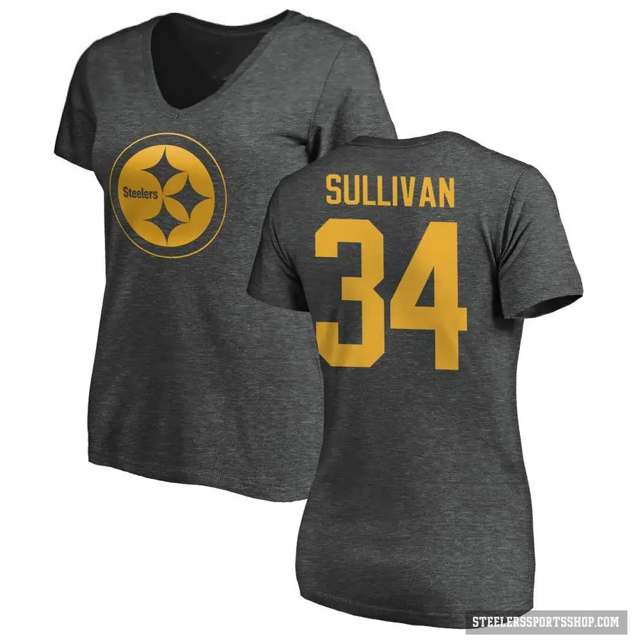 Women's ＃34 Chandon Sullivan Pittsburgh Steelers Ash One Color T-Shirt