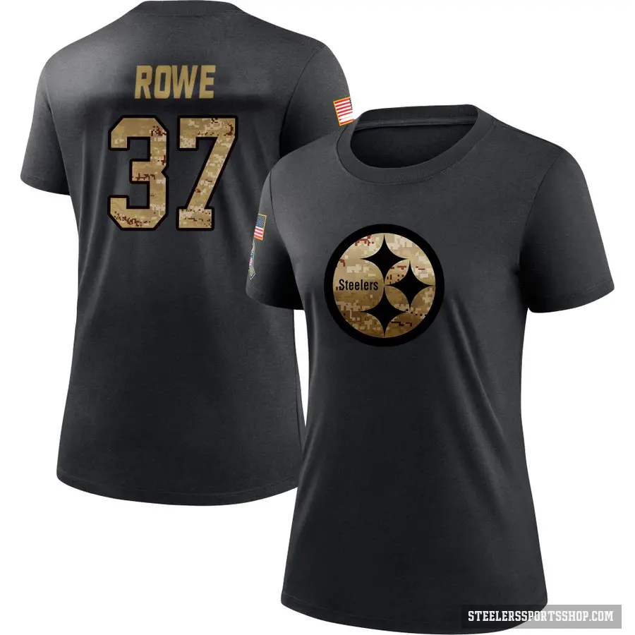 Women's ＃37 Eric Rowe Pittsburgh Steelers Black 2020 Salute To Service Performance T-Shirt