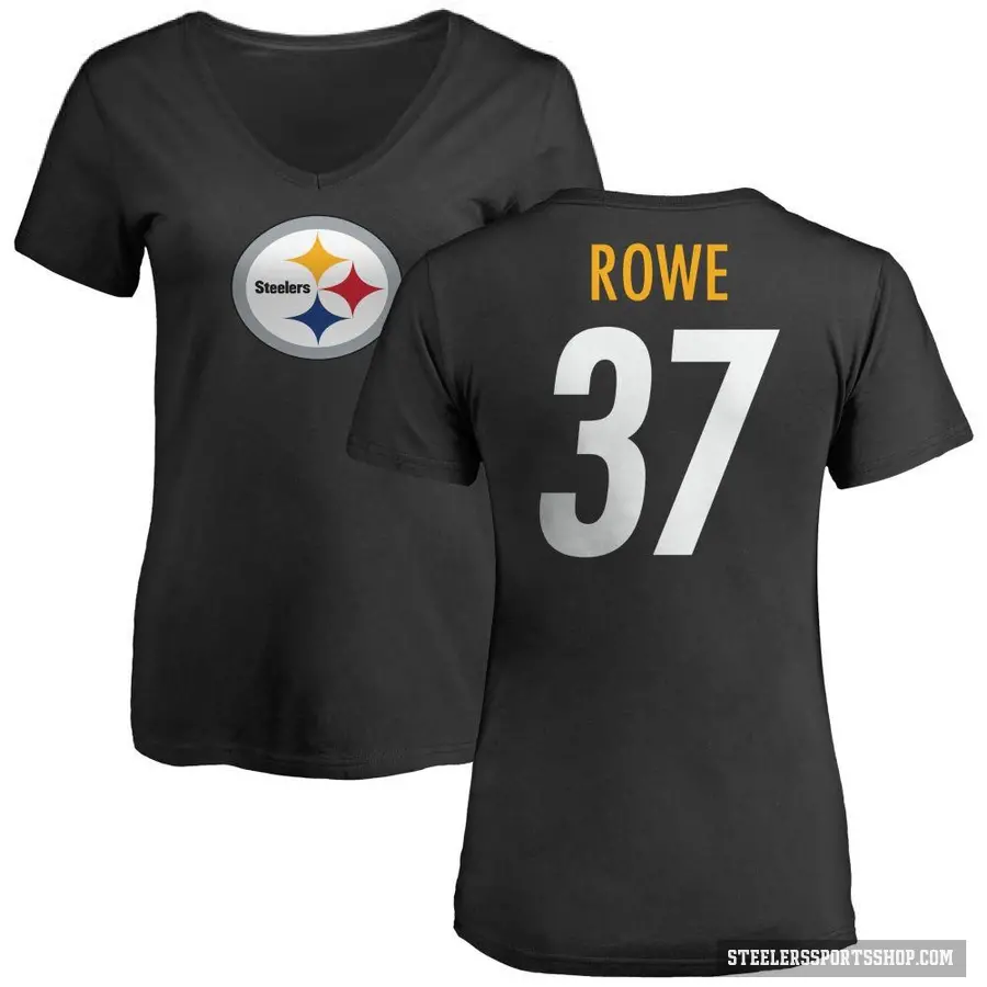 Women's ＃37 Eric Rowe Pittsburgh Steelers Black Logo Slim Fit T-Shirt