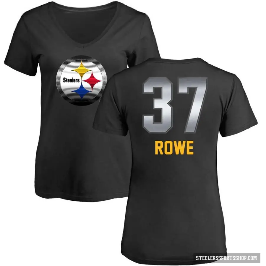 Women's ＃37 Eric Rowe Pittsburgh Steelers Black Midnight Mascot T-Shirt