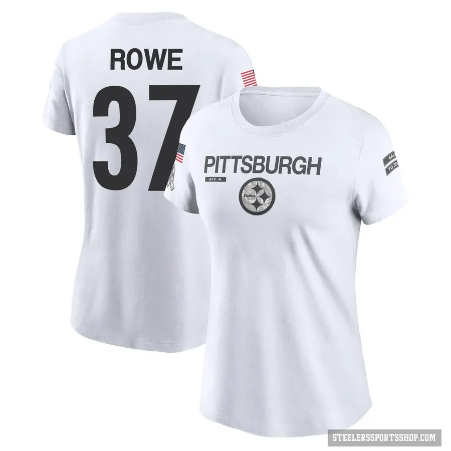 Women's ＃37 Eric Rowe Pittsburgh Steelers White 2024 Salute to Service Performance T-Shirt