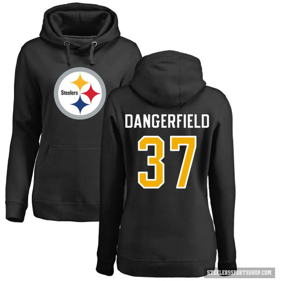 Women's ＃37 Jordan Dangerfield Pittsburgh Steelers Black Pro Line Logo Pullover Hoodie