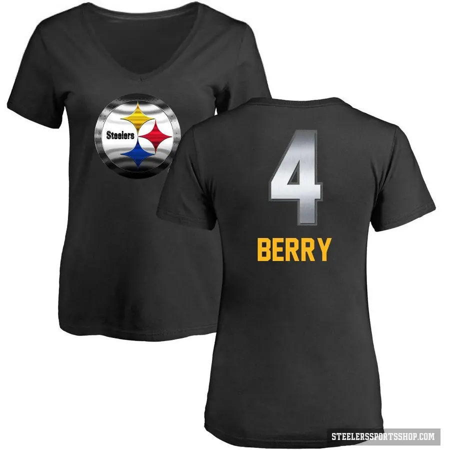 Women's ＃4 Jordan Berry Pittsburgh Steelers Black Midnight Mascot T-Shirt