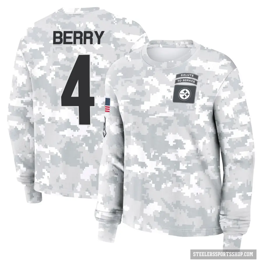 Women's ＃4 Jordan Berry Pittsburgh Steelers Camo Arctic 2024 Salute to Service Long Sleeve T-Shirt