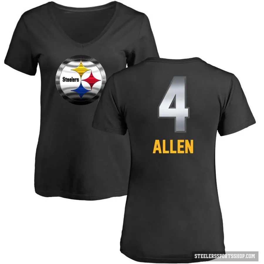 Women's ＃4 Kyle Allen Pittsburgh Steelers Black Midnight Mascot T-Shirt