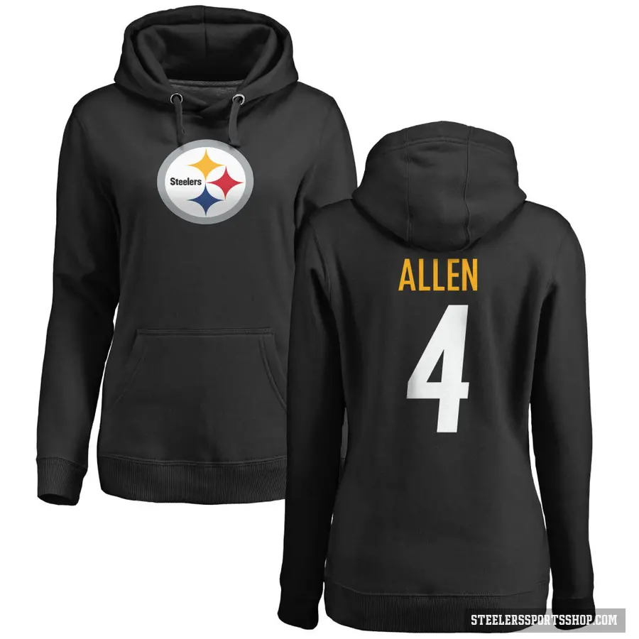 Women's ＃4 Kyle Allen Pittsburgh Steelers Black Pro Line Logo Pullover Hoodie