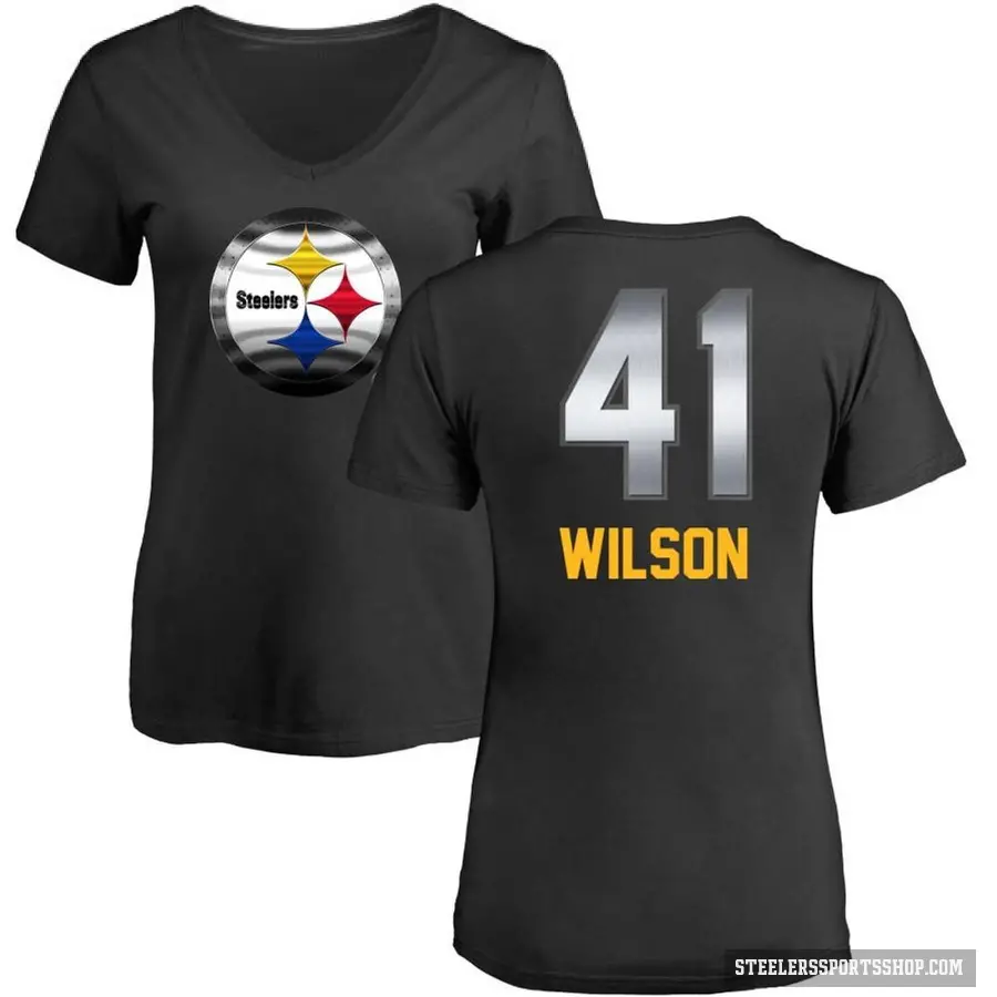 Women's ＃41 Payton Wilson Pittsburgh Steelers Black Midnight Mascot T-Shirt