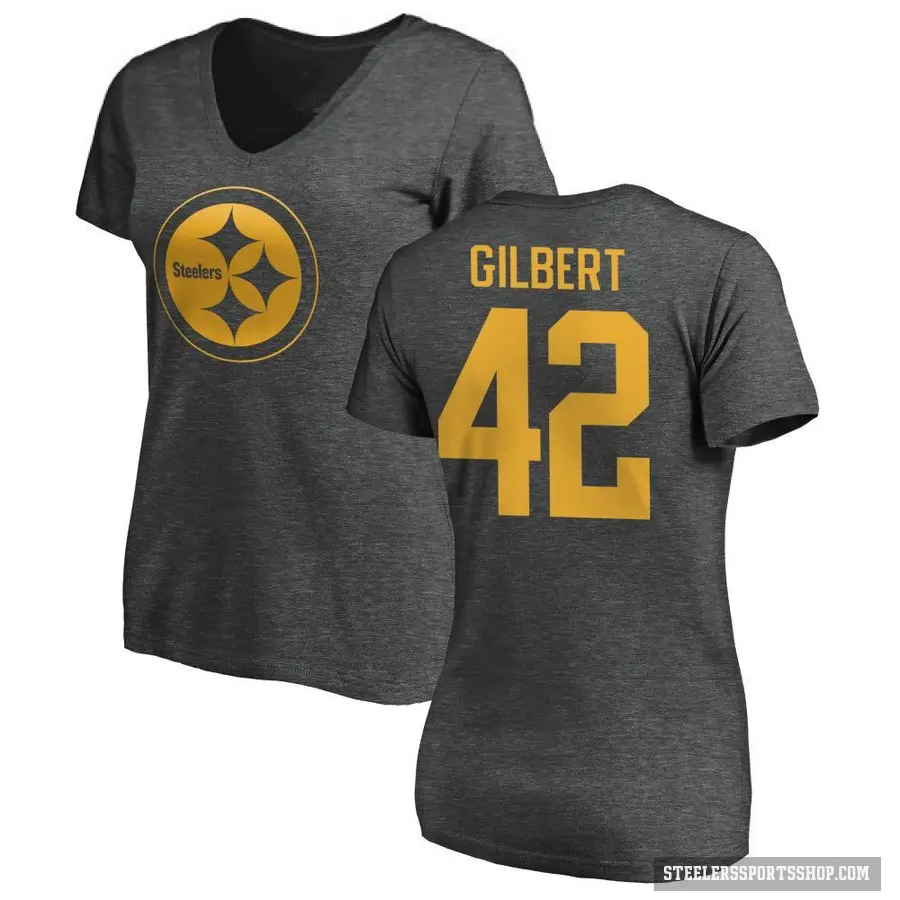 Women's ＃42 Zyon Gilbert Pittsburgh Steelers Ash One Color T-Shirt