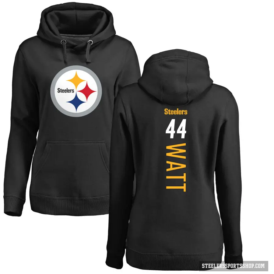 Women's ＃44 Derek Watt Pittsburgh Steelers Black Pro Line Backer Pullover Hoodie