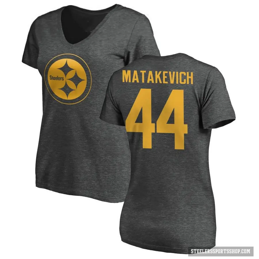 Women's ＃44 Tyler Matakevich Pittsburgh Steelers Ash One Color T-Shirt