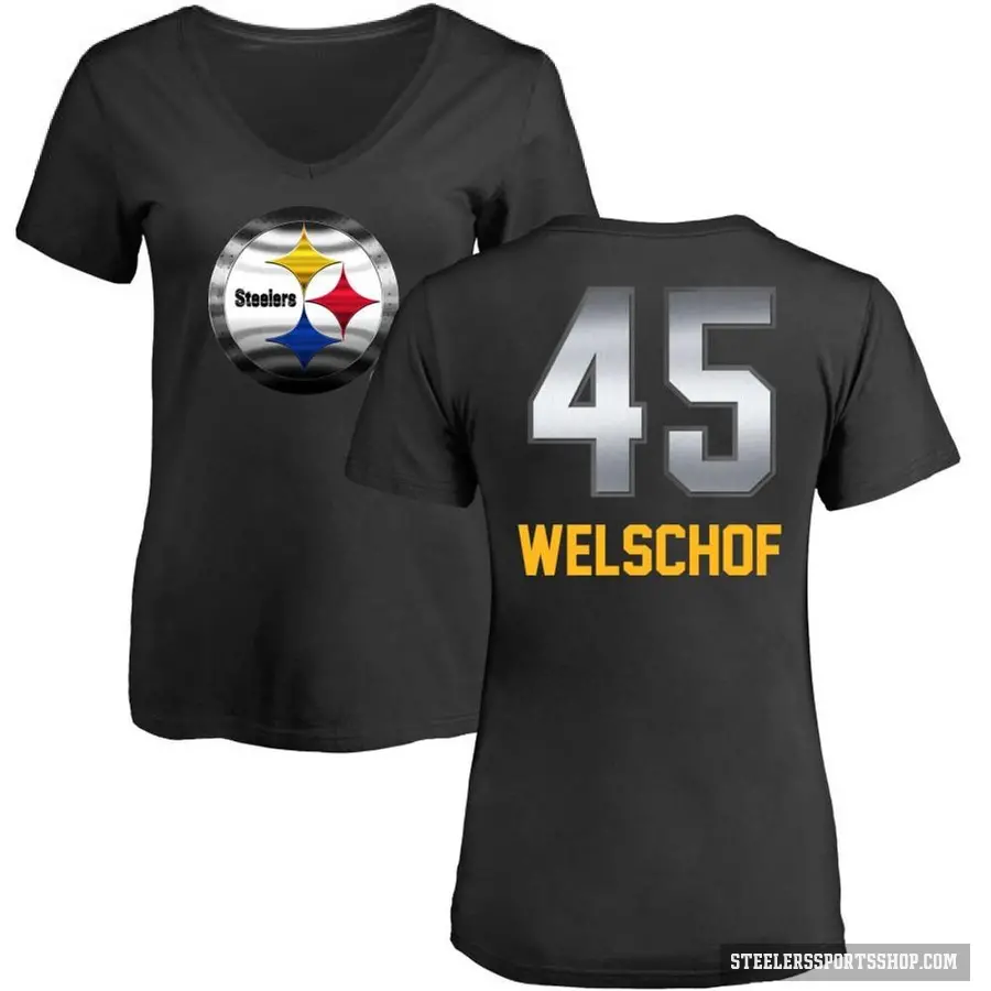 Women's ＃45 Julius Welschof Pittsburgh Steelers Black Midnight Mascot T-Shirt