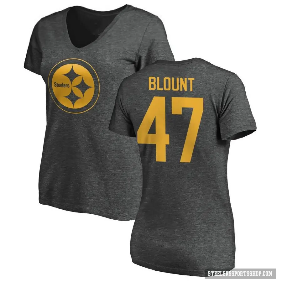 Women's ＃47 Mel Blount Pittsburgh Steelers Ash One Color T-Shirt