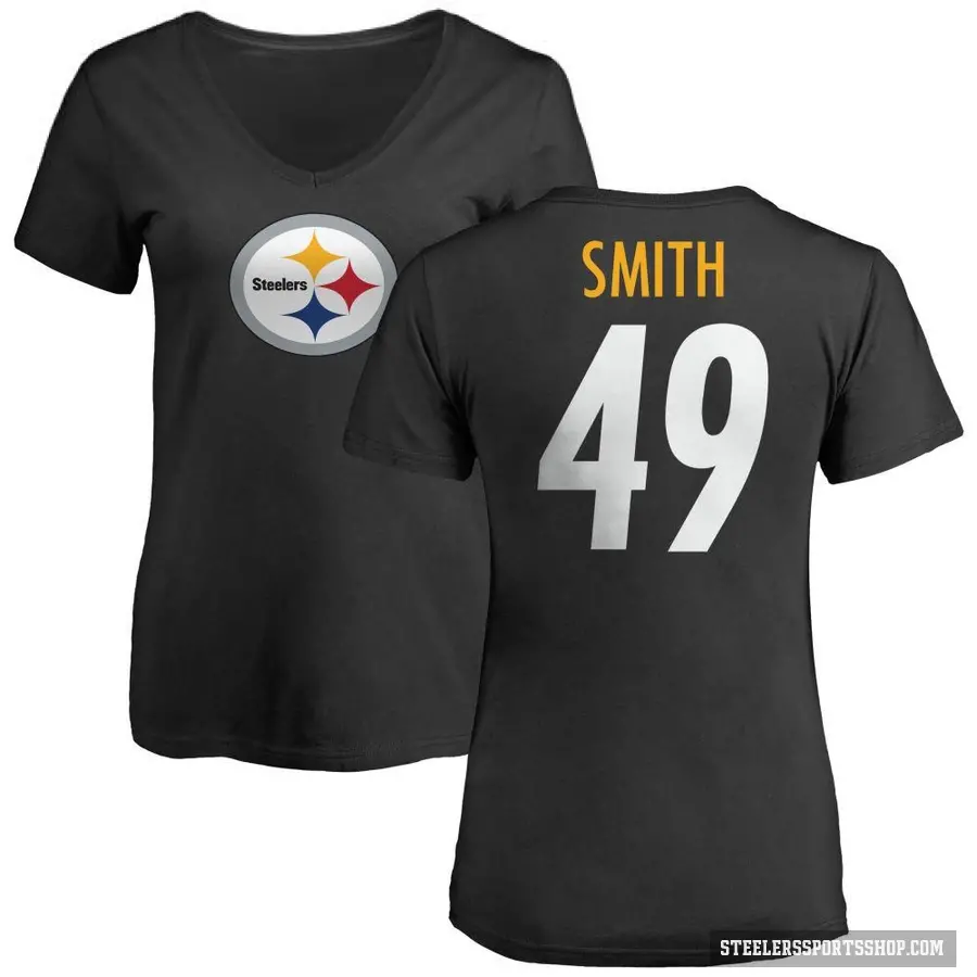 Women's ＃49 Jaylon Smith Pittsburgh Steelers Black Logo Slim Fit T-Shirt