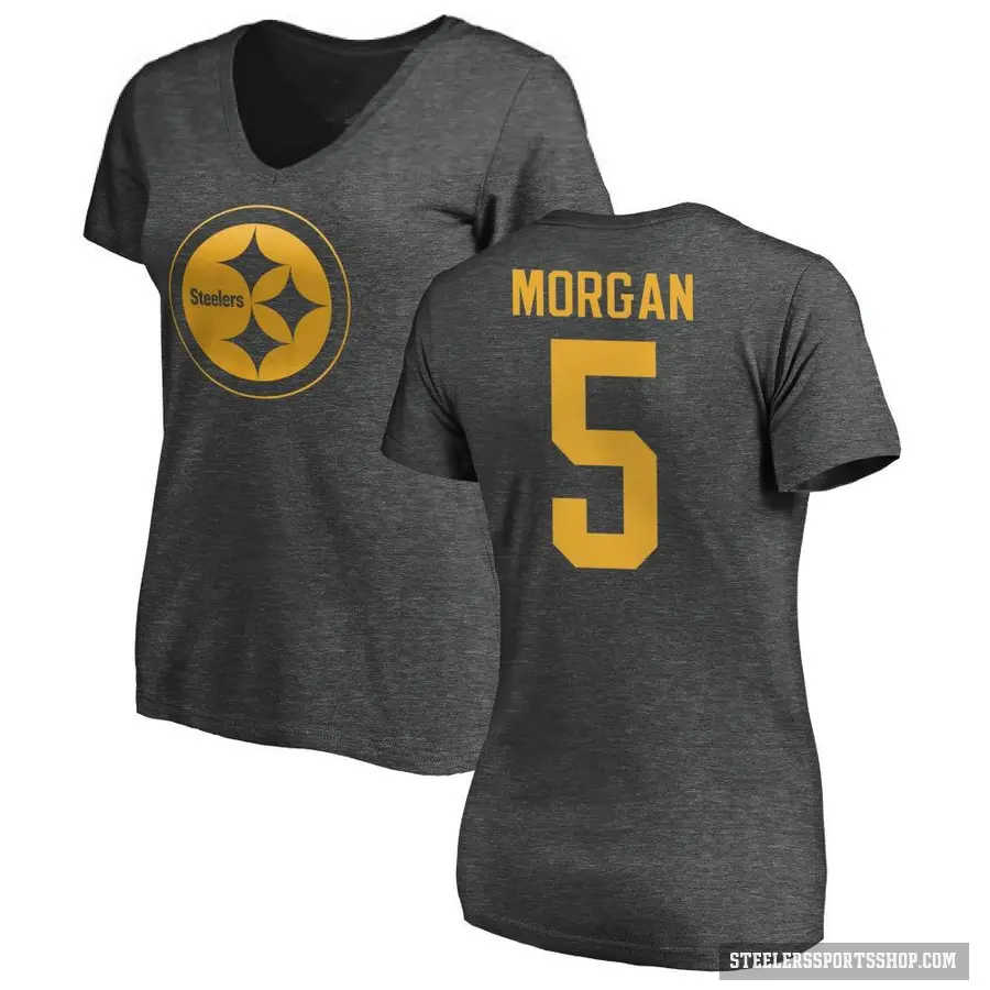 Women's ＃5 Tanner Morgan Pittsburgh Steelers Ash One Color T-Shirt