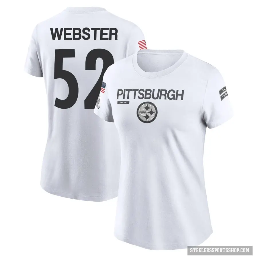 Women's ＃52 Mike Webster Pittsburgh Steelers White 2024 Salute to Service Performance T-Shirt