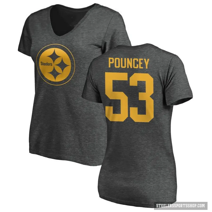 Women's ＃53 Maurkice Pouncey Pittsburgh Steelers Ash One Color T-Shirt