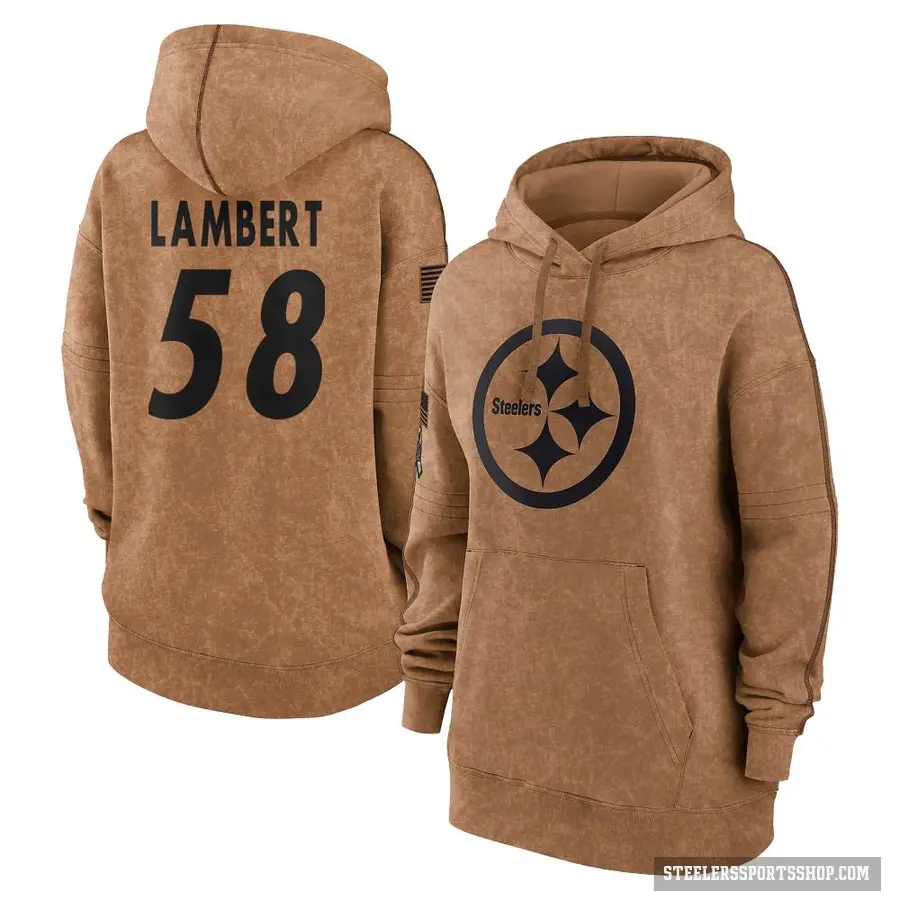 Women's ＃58 Jack Lambert Pittsburgh Steelers Brown 2023 Salute To Service Pullover Hoodie