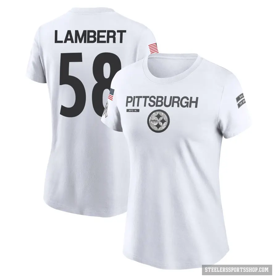 Women's ＃58 Jack Lambert Pittsburgh Steelers White 2024 Salute to Service Performance T-Shirt