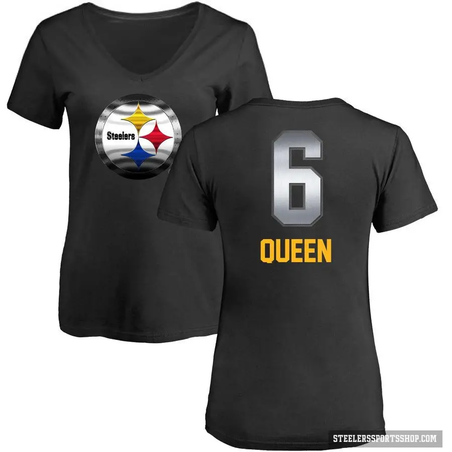 Women's ＃6 Patrick Queen Pittsburgh Steelers Black Midnight Mascot T-Shirt