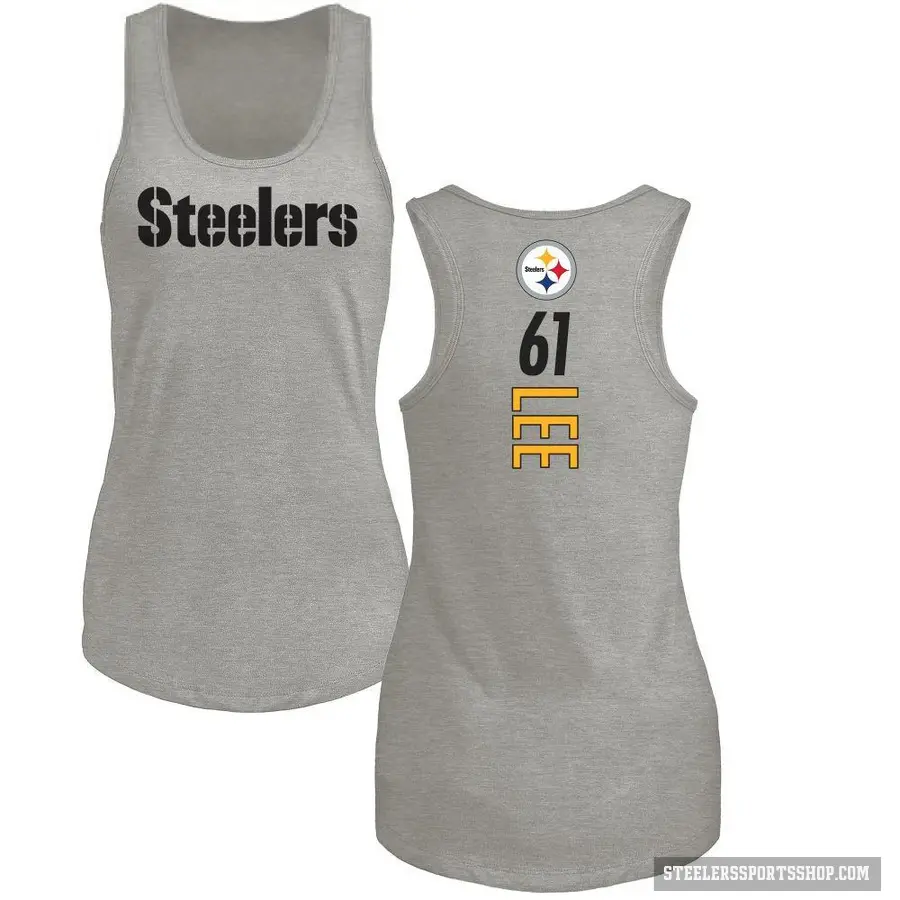 Women's ＃61 Logan Lee Pittsburgh Steelers Ash Backer Tank Top