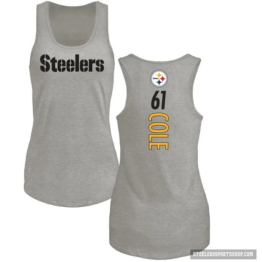 Women's ＃61 Mason Cole Pittsburgh Steelers Ash Backer Tank Top