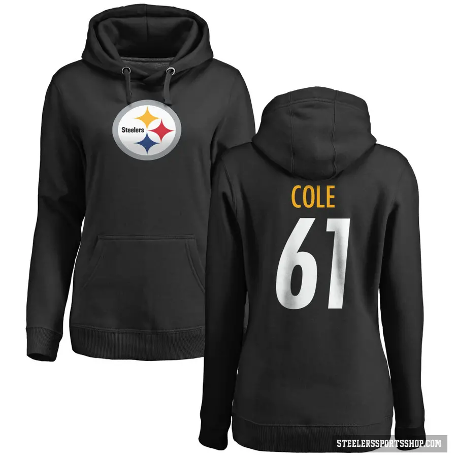 Women's ＃61 Mason Cole Pittsburgh Steelers Black Pro Line Logo Pullover Hoodie