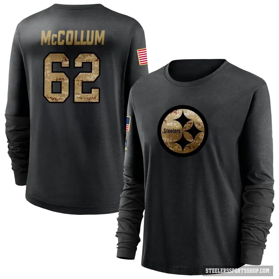 Women's ＃62 Ryan McCollum Pittsburgh Steelers Black 2020 Salute To Service Sideline Performance Long Sleeve T-Shirt