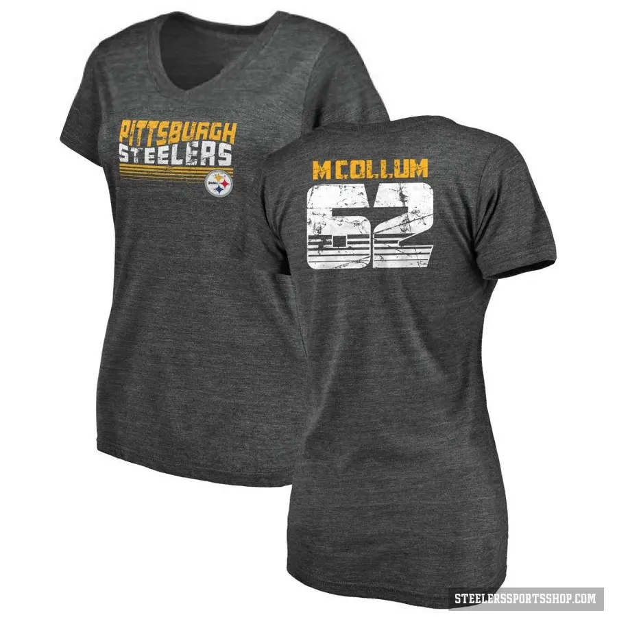 Women's ＃62 Ryan McCollum Pittsburgh Steelers Black Retro V-Neck T-Shirt