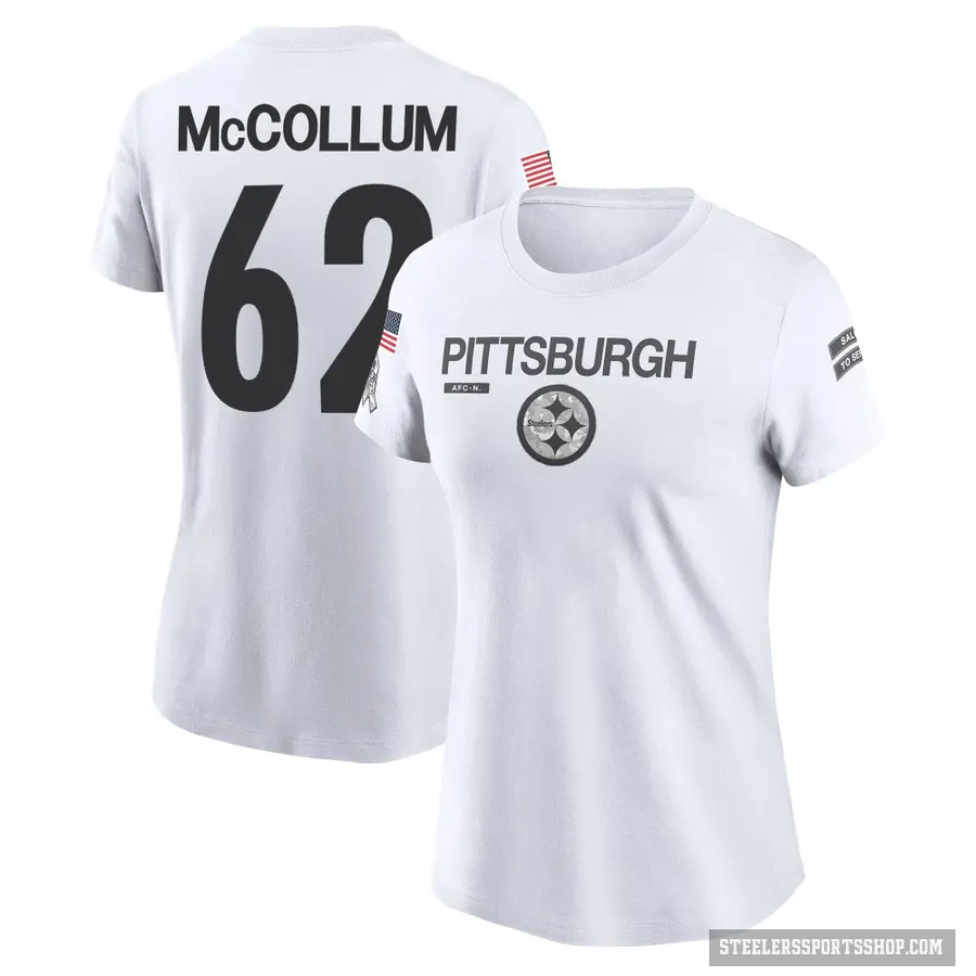 Women's ＃62 Ryan McCollum Pittsburgh Steelers White 2024 Salute to Service Performance T-Shirt