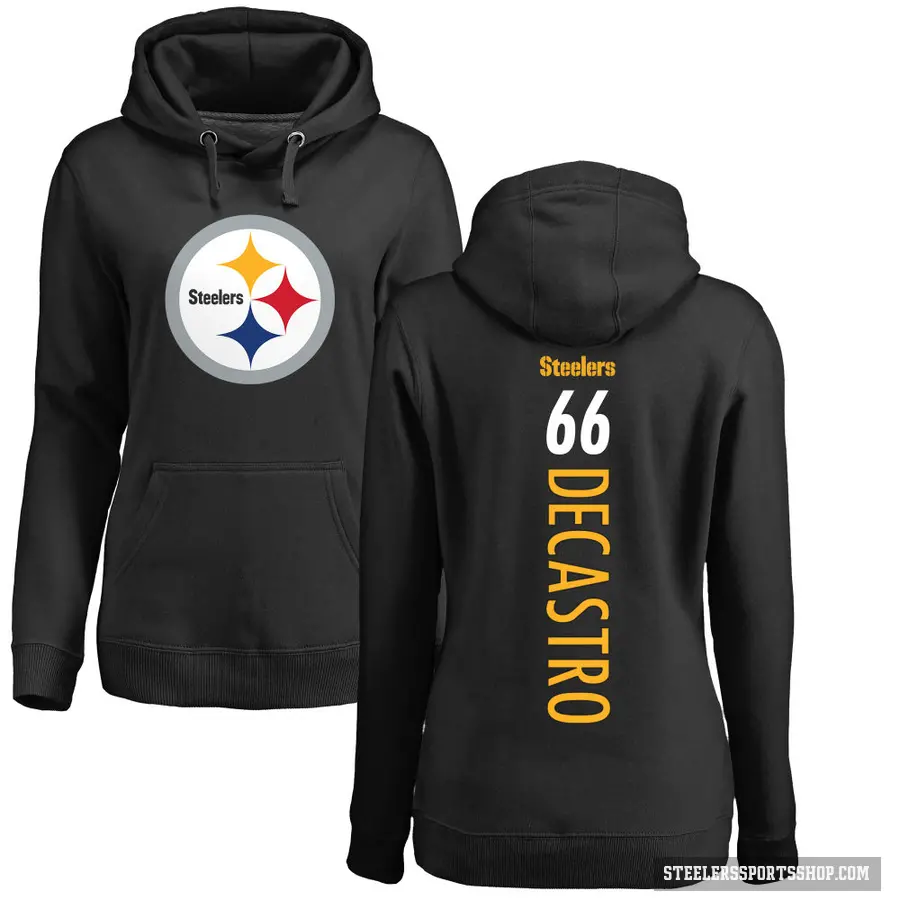 Women's ＃66 David DeCastro Pittsburgh Steelers Black Pro Line Backer Pullover Hoodie