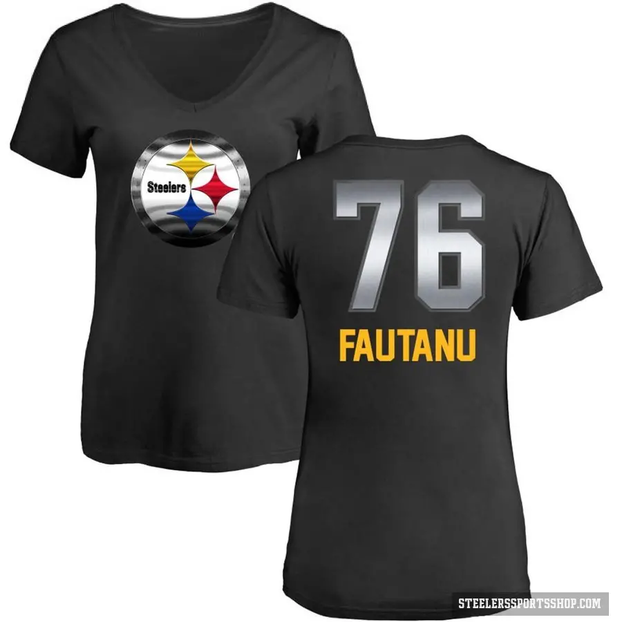 Women's ＃76 Troy Fautanu Pittsburgh Steelers Black Midnight Mascot T-Shirt