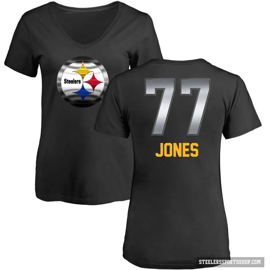 Women's ＃77 Broderick Jones Pittsburgh Steelers Black Midnight Mascot T-Shirt