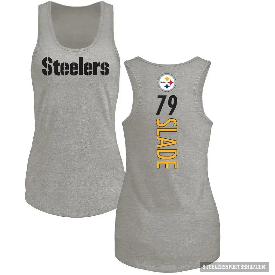 Women's ＃79 Jacob Slade Pittsburgh Steelers Ash Backer Tank Top