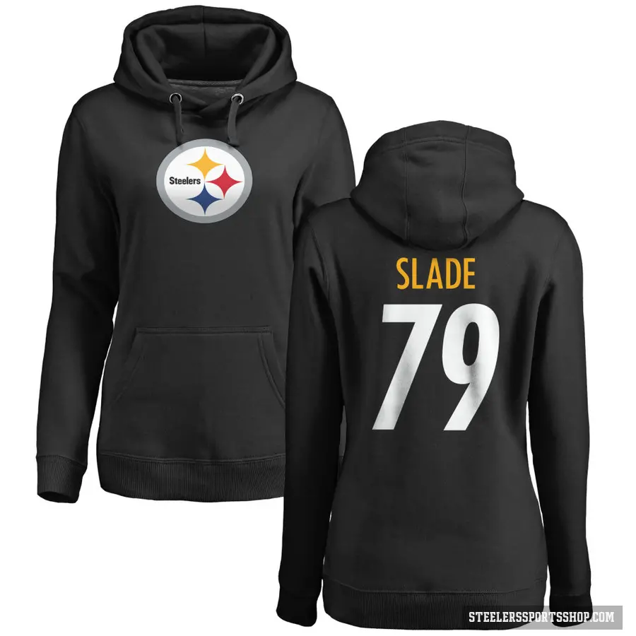 Women's ＃79 Jacob Slade Pittsburgh Steelers Black Pro Line Logo Pullover Hoodie