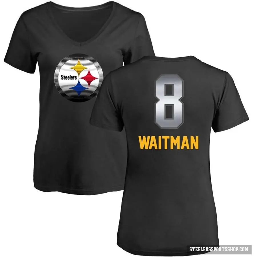 Women's ＃8 Corliss Waitman Pittsburgh Steelers Black Midnight Mascot T-Shirt