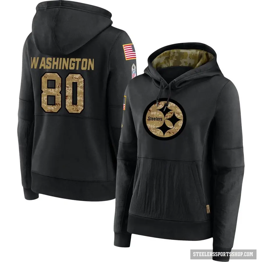 Women's ＃80 Darnell Washington Pittsburgh Steelers Black 2020 Salute to Service Sideline Performance Pullover Hoodie