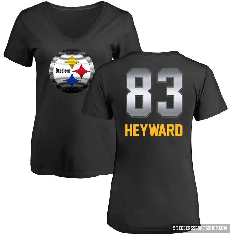 Women's ＃83 Connor Heyward Pittsburgh Steelers Black Midnight Mascot T-Shirt