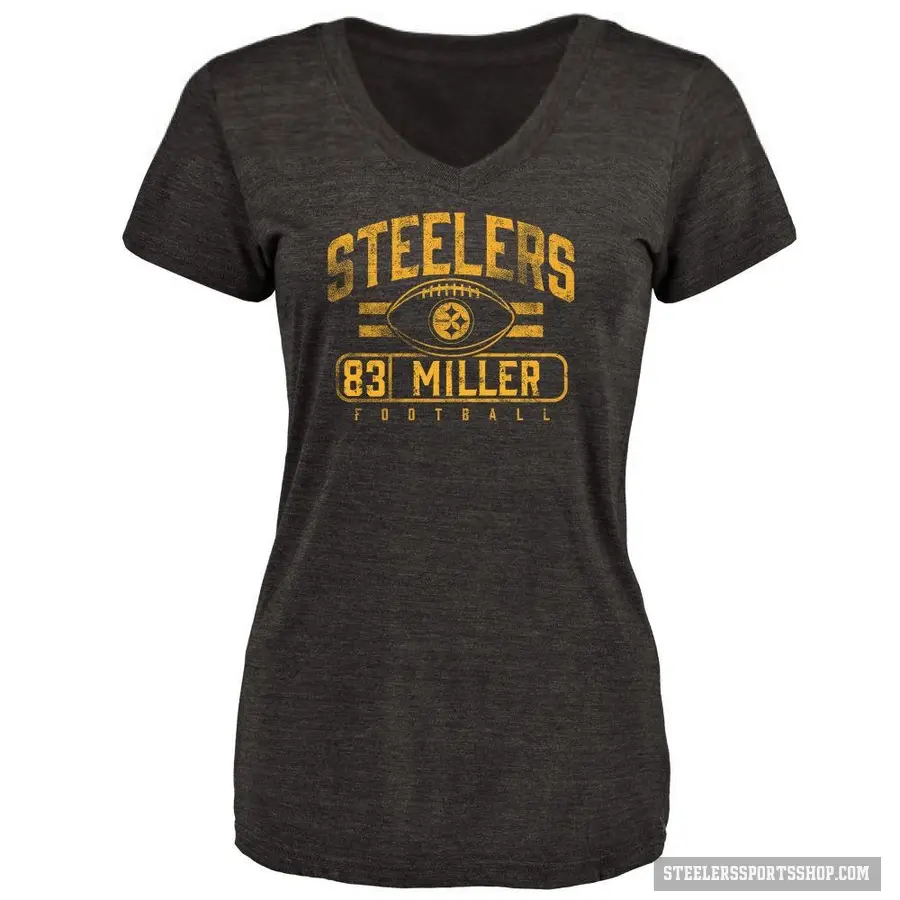 Women's ＃83 Heath Miller Pittsburgh Steelers Black Flanker T-Shirt