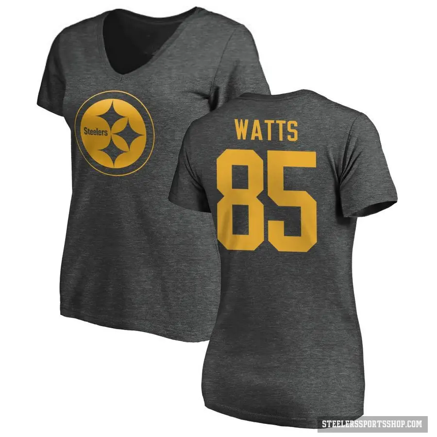 Women's ＃85 Duece Watts Pittsburgh Steelers Ash One Color T-Shirt